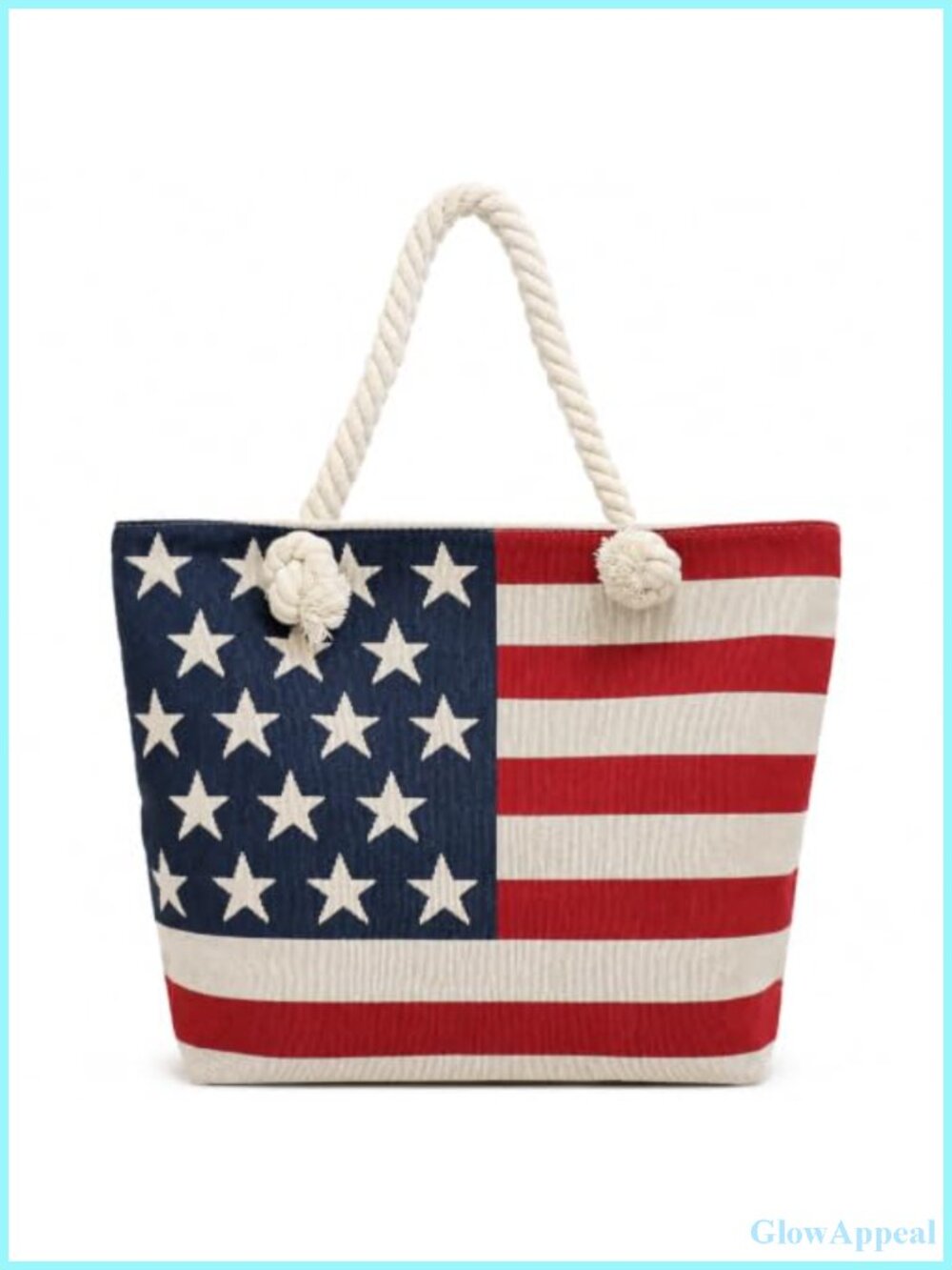 American Flag Canvas Tote Bag with Rope Handles